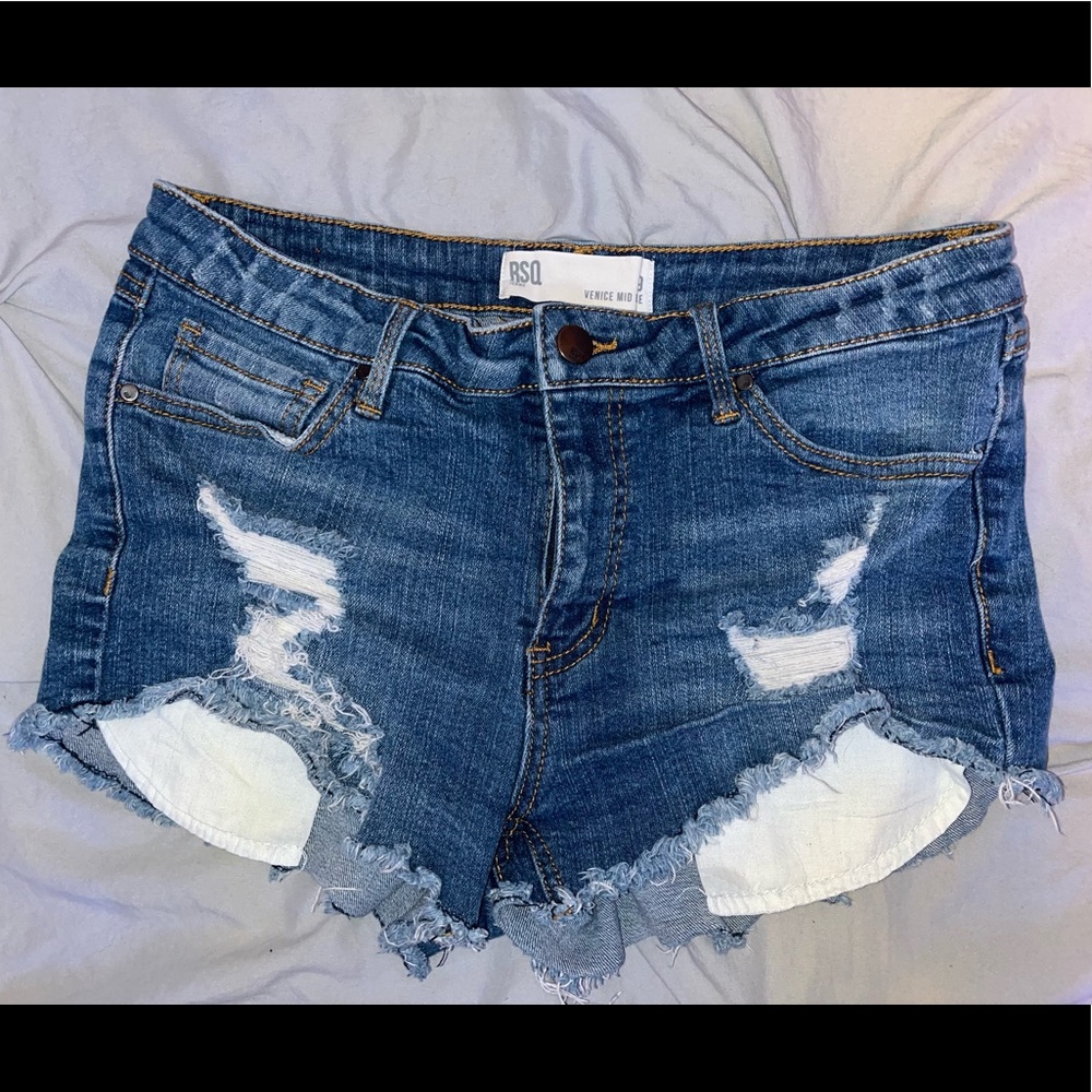 Blue denim shorts with rips <3